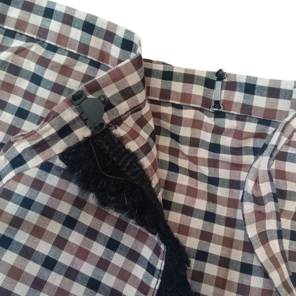 NWT Anna Sui Plaid Wrap Skirt Brown M - Picture 9 of 12